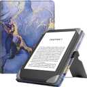 HGWALP Universal Case for 6" eReaders, Folio Leather Stand Cover with Handstrap Compatible with All 6 inch Paperwhite/Kobo/Tolino/Pocketook E-Book Reader,Marble Purple