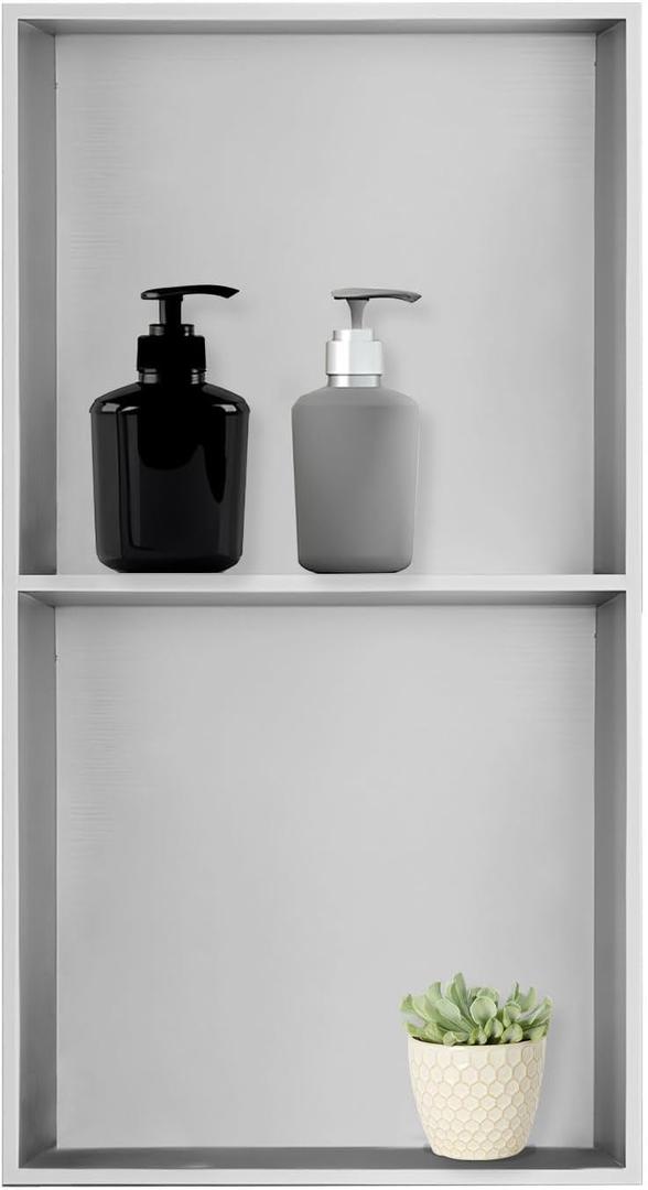 Shower Niche, 12 * 24 Stainless Steel Elegant Bathroom Niche, No Tile Needed Recessed Shower Shelf Organizer for Storage,Silver