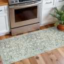Vintage Washable 2x5 Rug Runner, Sage Green Beige Runners for hallways, Super Soft Kitchen Runner Rug Non Slip, Print Faux Wool Floral Thin Carpet Runner for Entryway Indoor Bedroom
