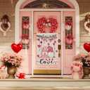 Valentines Day Romantic Swing Gnome Love Hearts House Flag Big Large Burlap 28X40 Inch Vertical Double Sided Outside Yard Holiday Outdoor Farmhouse Decoration