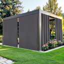 NICETOWN Gazebo Curtains Outdoor Waterproof, Windproof Curtains with Peel/Stick Top & Back Tab Bottom, Rod-Free Privacy Sun Shades with Rope for Patio, Porch, Garden, W84 x L96 in, Grey, 2 Panels