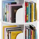 SpaceAid 2 Tier Rotating Bookshelf Tower, Spinning Bookcase Lazy Susan, Revolving 360 Book Shelf Storage Round Carousel, Vertical Rotate Turning Spiral Corner Organizer, White, 2 Tier, 25.6" H