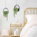 Der Rose 2 Pack Small Fake Hanging Plants with Strings Artificial Succulent Plants Indoor for Black Bathroom Boho Wall Decor