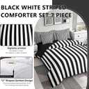 Feelyou Black White Striped Comforter Set Full Size 7 Pieces Striped Bedding Set Kids Boys Girls Basic Simple Bed in a Bag with Comforter, Sheets, Pillowcases, Cushion Covers Bedroom Decor