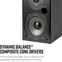 Polk Audio T15 Home Theater and Stereo Bookshelf Speakers Deep Bass Response, Dolby and DTS Surround, Wall-Mountable, Pair, Black