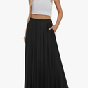 Skirt Flowy High Waisted Casual Long Skirts with Pockets, SIZE M