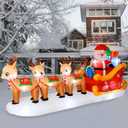 Winter Decorations - 12FT Giant Inflatable Winter Sleigh & Reindeer Yard Decoration Built-in 13 Led Outdoor Inflatable Decoration Christmas Clearance for Yard Lawn Roof Party Decor