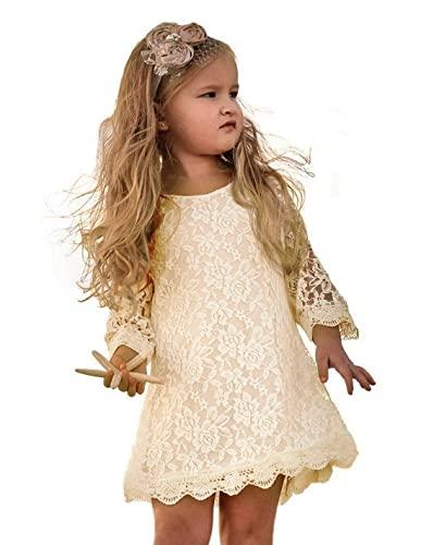 APRIL GIRL Flower Girl Dress for Toddler Baby Girls,Lace Tulle Princess Dress for Wedding, Birthday Party, Photoshoot, Formal Events,Special Occasion (Ivory, 3T)