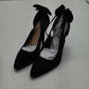 PiePieBuy Women's Pointed Toe High Heels Ankle Strap D'Orsay Pumps Shoes Bow Wedding Bowtie Back Dress Sandals (8.5, Black)