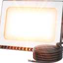 Viugreum 50W LED Flood Light, New Slim Design, IP67 Waterproof Outdoor Floodlights, 4000LM Warm White (2800-3200K), Super Bright Security Wall Light for Garage, Garden, Yard, Square