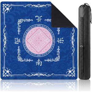 Thenshop Mahjong Mat Thickened Anti-Slip Game Mat with Drawstring Carrying Bag, 31.5" x 31.5" Waterproof Noise-reducing Table Cover for Mahjong, Poker, Card Games, Dominoes (Classic Style)
