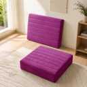 JKMAX 2 Pcs High Density Foam Floor Pillow - Upgraded Large Pillows Seating for Adults - Outdoor Floor Cushion with Soft Tufted Cover - Yoga Pillows for Sitting On Floor - 22 Inch Purple