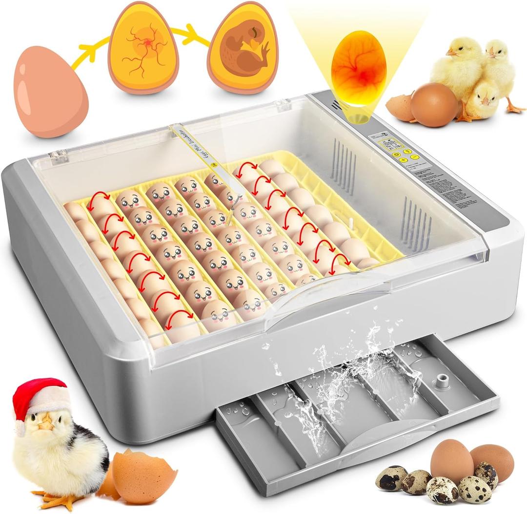 36-60 Egg Incubator with Automatic Egg Turning and Humidity Control, 360 View Chicken Egg Incubator with Digital Display, Adjustable Egg Incubators for Hatching Eggs Include Chicken Duck Quail Eggs