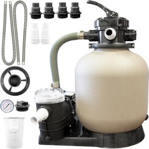 SWIMLINE Sand Filter Pump for Above Ground Pool - 14'', 0.43THP, 2400 GPH Pump flow rate, 4 way Multi port valve, Easy Installation