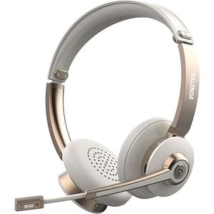 Vonztek Bluetooth Headset with Microphone, Wireless Headphones with Noise Cancelling Mic, 26hrs talktime, On Ear Headphones with Mic Mute for Mac/Laptop/Zoom/Teams/Call Center/Office/Home Gold