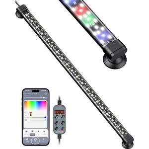 Pawfly Aquarium Light with Bluetooth for Plants, 10W 20 inch Full Spectrum Fish Tank Light for 20-40 inch Fish Tanks, Submersible LED Lights with App Control, Timer Modes & Adjustable Brightness
