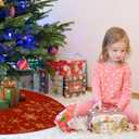 Tiamon 48 Inch Christmas Tree Skirt Large Double Layer Xmas Tree Decoration Christmas Tree Skirt Mat Decor for Winter Holiday Party Christmas Decoration(Red)