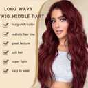 Burgundy Wig for Women Long Wavy Red Wig Middle Part 26 Inch Wigs Heat Resistant Synthetic Wig for Daily Use