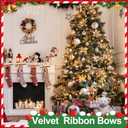 2 x Camel Velvet Bows for Christmas Tree 24 Pcs: Vintage Velvet Ribbon Bows for Tree Wreath Garland Gift Wrapping Decor - Small Christmas Tree Bows for Home Holiday Xmas Decoration (5"x7", 3/8" Width)