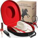 Cowboy Hat Box, Hard Shell Travel Case, Holds 2 Hats, Extra Large, Red