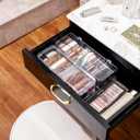 Yesesion 2pcs Clear Plastic Cable Organizer Boxes with Adjustment Compartments, Desk Accessories Storage Case with Lid and 20 Wire Ties for Drawer, Office Supply, Electronic Management