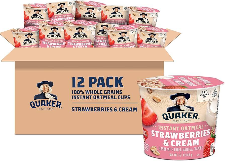 Quaker Express Cups, Strawberry & Cream, 12 Count BBD JUL27/2026