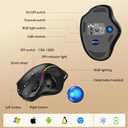 TECKNET Pro Wireless Trackball Mouse, Bluetooth Mouse with Ergonomic Thumb Control, USB-C Rechargeable, RGB Light Mice with Adjustable DPI, 3-Device Connectivity (BT or 2.4G),for PC/Mac/Laptop - Black