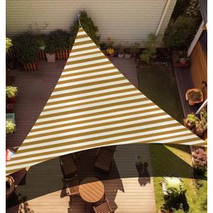 Stripes Triangle Sun Shade Sail for Balcony, Terrace & Garden|Sun&UV Protection, (Beige&White, 22x17 Ft) 1 Piece