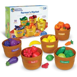 Learning Resources Farmer's Market Color Sorting Set - Play Food for Kids, Toddler Stacking Toys, Grocery and Kitchen Play Toys , Montessori, Fine Motor Skills , Gifts for Boys And Girls