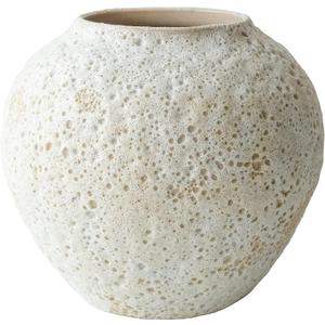 White Ceramic Vase Flower Vase, Big Textured Round Vase for Centerpieces, Kitchen, Living Room, Bedroom Decor Gifts (8" x 8.5" x 8.5")