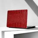 KEROM Compatible with MacBook Pro 14 inch Case 2025-2021 M4 M3 M2 M1 Pro/Max Chip A3403 A3186 A2991 A2780 A2485, Textured Crocodile Skin Aligator Skin PU Leather Hard Shell & Keyboard Cover, Burgundy, (Shiny Burgundy Crocodile)