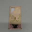 Cute Compatible with Samsung Galaxy S23 Ultra Case with Luxury Bling Glitter Butterfly Foldable Stand Kickstand,Glitter Soft Mirror Slip-Resistant Bumper Protective Cover for Women & Girls(Pink)