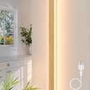 1 Pack Modern Plug in Long Wall Sconce 45.2 LED Bamboo Wall Lights 35W Long Strip Indoor Wall Lamp 3000K with 6.5FT Plug in Cord and On/Off Switch on The Cord for Living Room Hallway Stairwell (Wood)