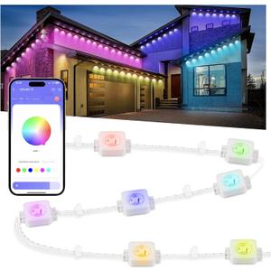 Nexillumi Permanent Outdoor Lights for House, 100ft Smart RGB Outside Lights with 72 Scene Modes, IP68 Waterproof Eaves Lighting for Christmas All Holiday Decorations (100 FT)