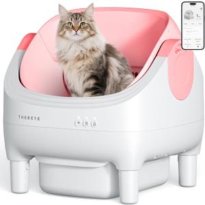 Thereye Automatic Litter Box,Safety Sensors & Odor Control(Pink) | Reduce Daily Litter Care With Safer Operation, Quieter Cleaning, And Odor Control For A Cleaner Living Space.