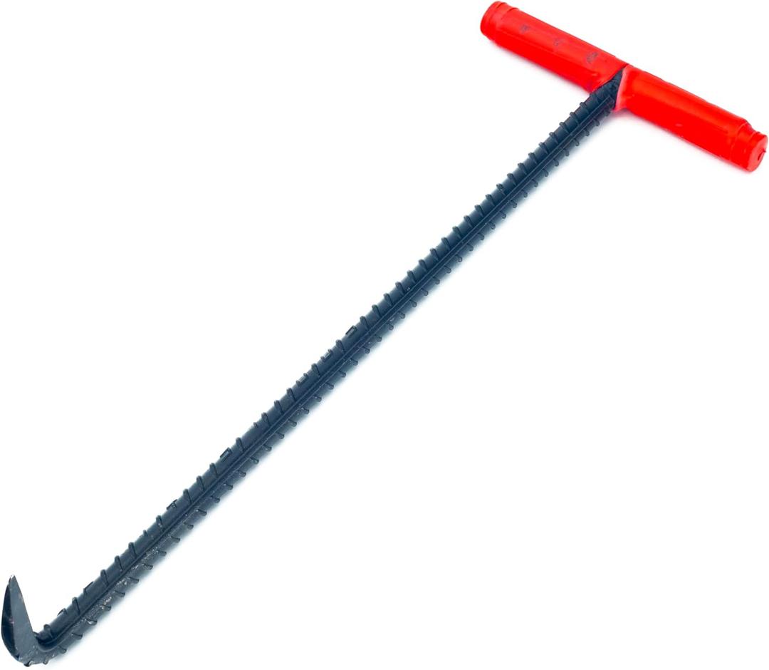 Heavy Duty 18''(45cm) Long T Shape Lifting Reaching Hook for Lifting Pulling Moving Manhole Covers, Storm Drains, Septic Tank Lids Door Pointed Head