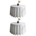 WIGENIUS 2 Pack White Table Cloth Round Tablecloths 90 Inch,Polyester Table Cloth for 5 Foot Round Tables,Wrinkle Resistant Washable Fabric Table Covers for Party,Wedding Banquet