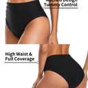 Tempt Me Two Piece Swimsuits - High Waisted Bikini Tummy Control Full Coverage Bathing Suits Ruched Tie Knot Swimwear (Black, XXL)