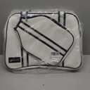 PU Leather Women Sports Shoulder Gym Bag Pickleball Duffle Bag Pickleball Tote Bag with Front Pocket for 2 Paddles, Inner Storage Pockets, Mesh Water Bottle Holder and Adjustable Shoulder Strap (White)