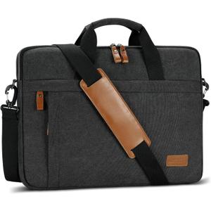 ESTARER Laptop Bag 17-17.3 Inch, Protactive Computer Bag Men, Water-resistant Canvas Laptop Case Slim Laptop Sleeve Fits Dell XPS/HP Pavilion/Ideapad/Acer/HP Omen/LG Gram, Dark Grey