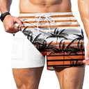 GIISAM Men's Swim Trunks, Bathing Suit 4 inch Inseam Quick Dry Swimsuit Beach Board Shorts with Compression Liner, XXL