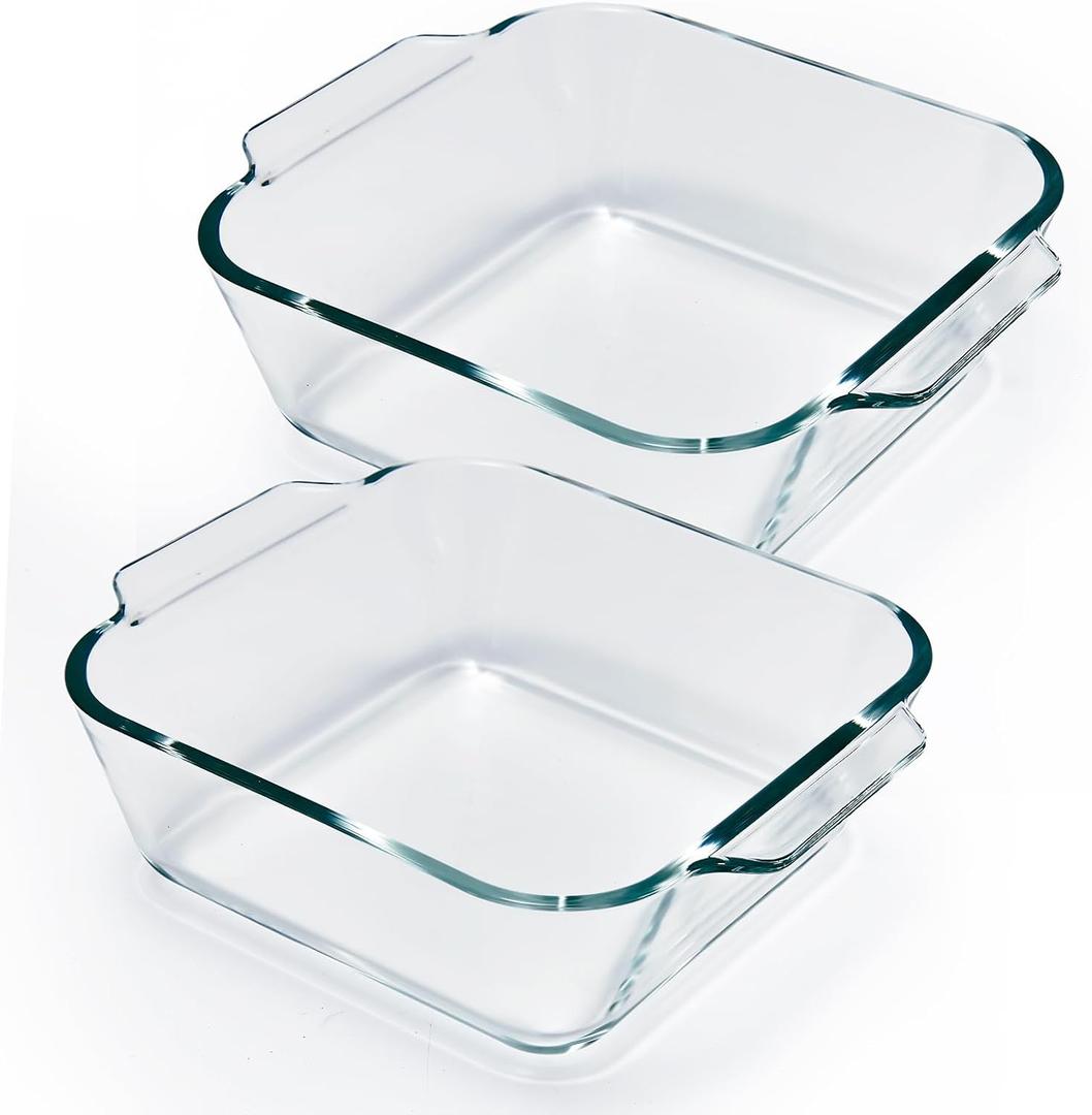 6"x6" Baking Pan, Square Baking Dishes 2 Pack Glass Bakeware Dish For Casserole Lasagna Brownie, Perfect for Reheating Individual Portions in Oven, Microwave or Air Fryer