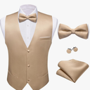 Barry.Wang Mens Suit Vest Bow Tie Set 4PCS Formal V-neck Slim Fit Casual Solid Color Waistcoat Wedding Party Tuxedo