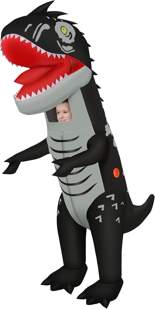 KMiKE Inflatable Dinosaur Costume for Kids Funny Halloween Costumes Fantasy Cosplay Blow up for Boys Girls Teens, One Size