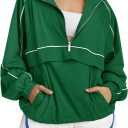 Fisoew Quarter Zip Pullover Women UPF 50+ Lightweight Windbreaker Jacket Running Hiking Outdoor Pullover with Pocket Large