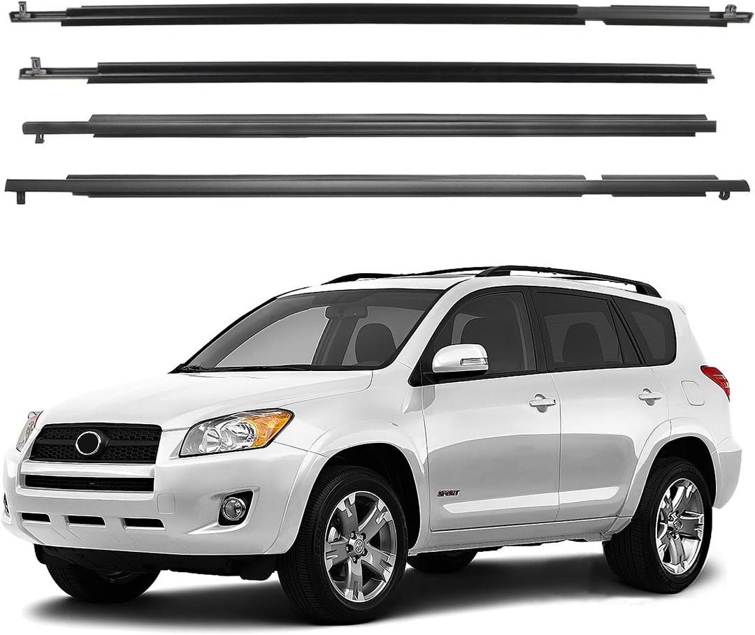Window Molding Trim Seal for 2009-2012 Toyota Rav4,Black Outer Door Weather Strip Window Seal Belt,Replace#75710-0R020 75720-0R020 75730-0R020 75740-0R020