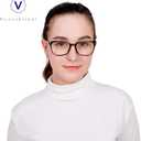 VisionGlobal Blue Light Blocking Glasses for Women, Anti Eyestrain, Computer Reading, TV Glasses, Stylish Square Frame, Anti Glare(Brown Tortoise,+5.00 Magnification)