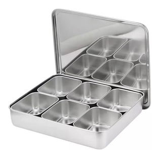 Mini Container, Stainless Steel Place Box, Multi Compartment Set For Food, Herbs, Seasoning and Spices (6 Compartment) Mini Container, Stainless Steel Place Box, Multi Compartment Set For Food, Herbs, Seasoning and Spices (6 Compartment)