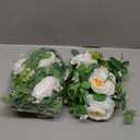 Dolicer 2Pcs 13Ft Artificial Eucalyptus Garlands with Flowers - 8 Roses, Faux Floral Greenery Garlands Fake Flowers Vines for Wedding Table Centerpieces Arch Party Ceremony Backdrop Decor (White Camellias)