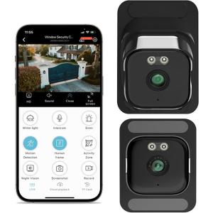 2K Window Security Camera (2-Pack), 3MP Dual-Band WiFi Indoor Home Camera, Color Night Vision, Human Detection, No Drilling